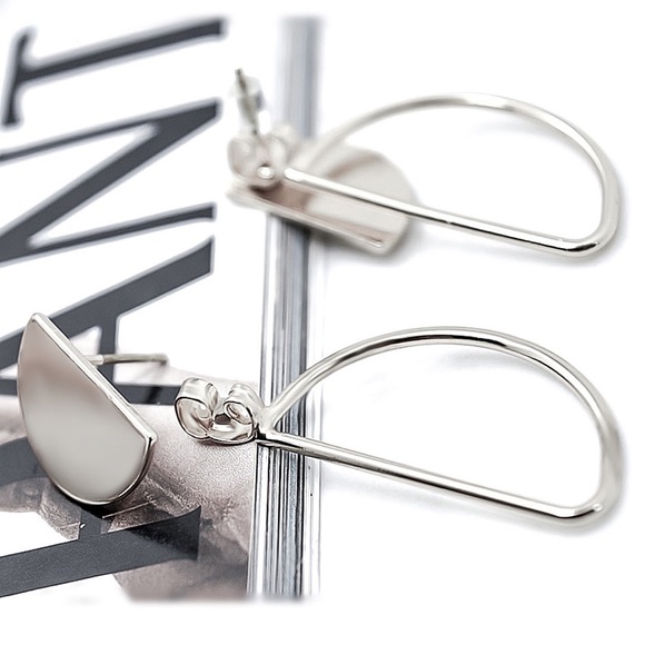 Silver Half Moon Studs w/Hollow Half Moon Jackets - Picture 7 of 8